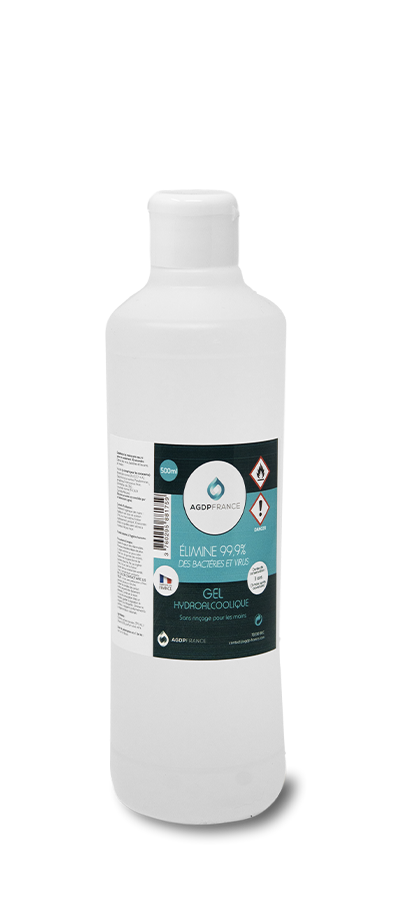 Bouteille de 500mL de gel hydroalcoolique avec bouchon à clapet