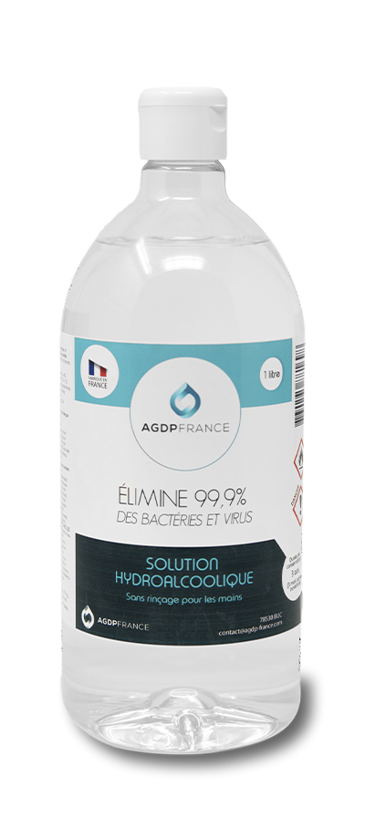 Bouteille de solution hydroalcoolique de 1L