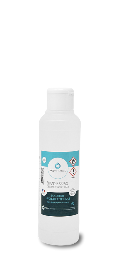 Flacon de solution hydroalcoolique de 250mL